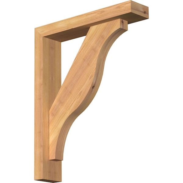 Ekena Millwork Funston Block Smooth Bracket w/ Offset Brace, Western Red Cedar, 3 1/2"W x 16"D x 20"H BKT0402X16X20FST05SWR - main